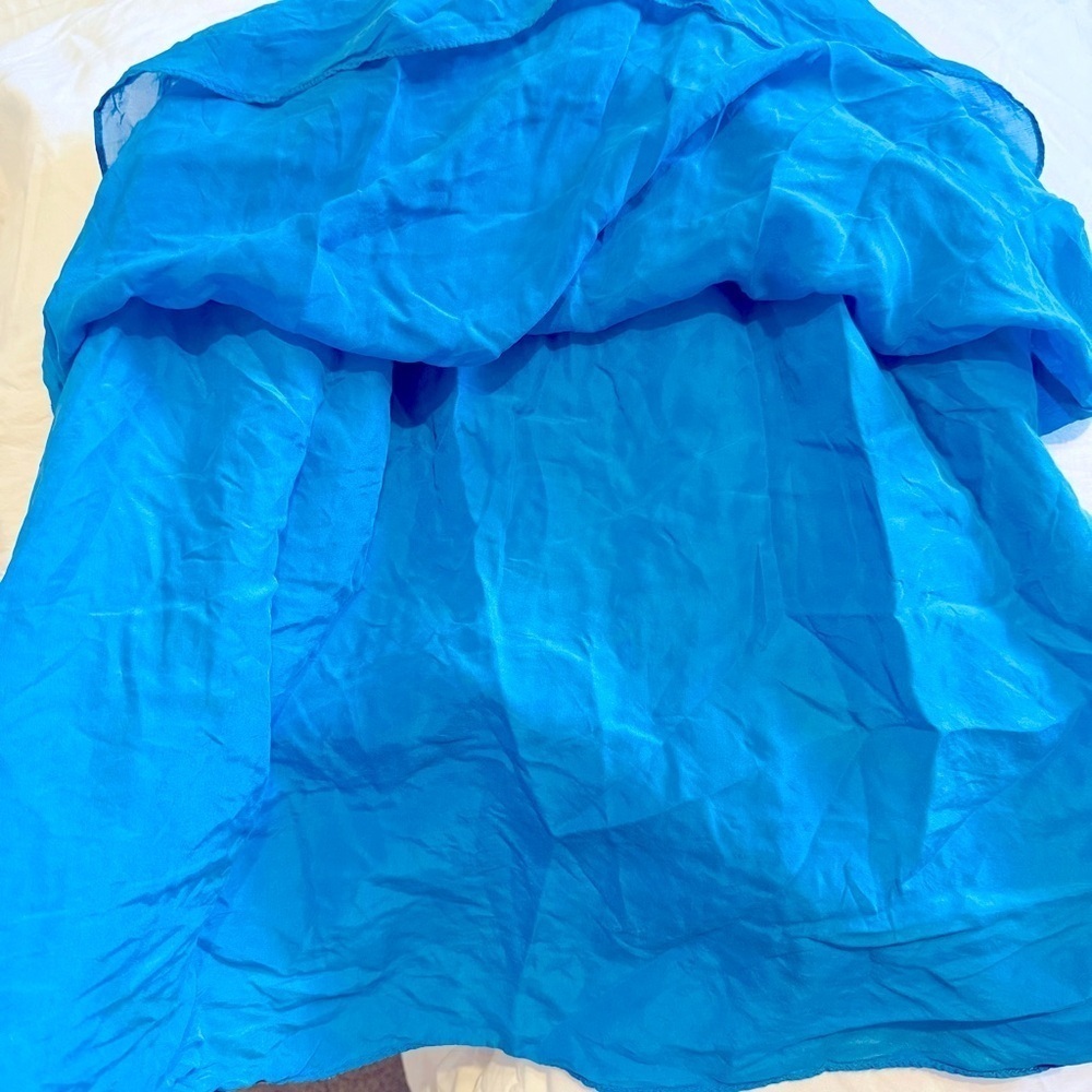 7 For All Mankind womens Blue Round Neck 100% Silk Tank Top M halter racer back - Picture 7 of 9